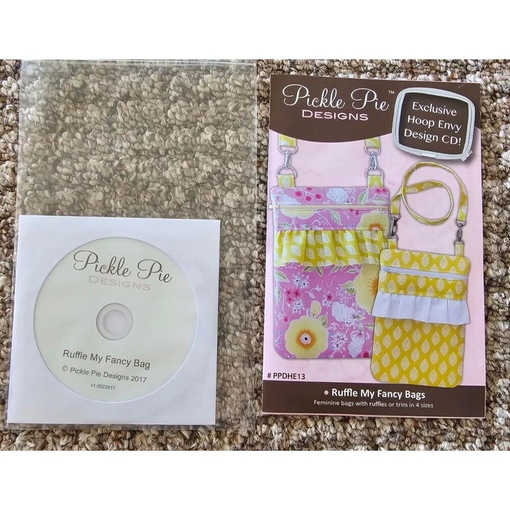 Ruffle My Fancy Bags Machine Embroidery CD Pickle Pie Designs In The Hoop 4 Size